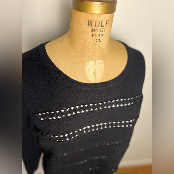 Anthropologie Angel of the North black sweater with white lining medium - Picture 1 of 7